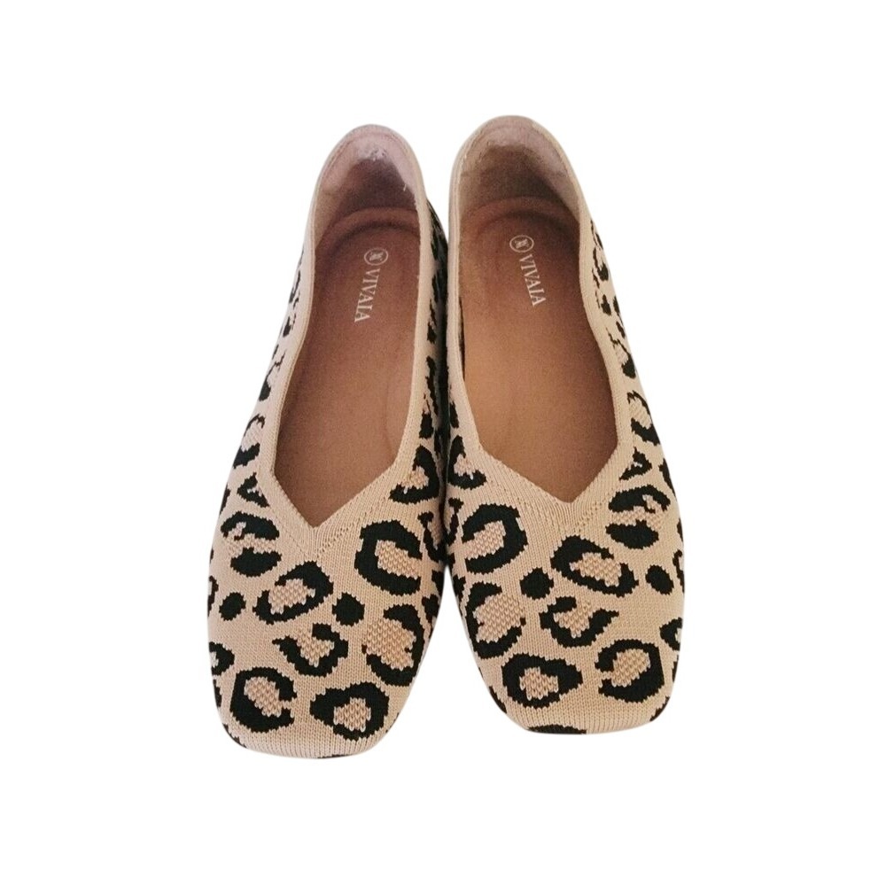VIVAIA Margot 2.0 Square Toe 37 6.5 Flats Slip On Shoes Leopard Print NEW RV 139